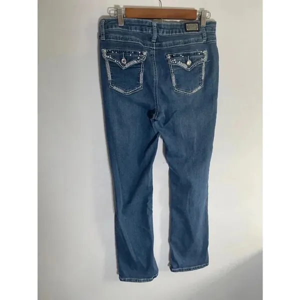 Women's Earl Jeans Barely Boot Bling Y2K Bootcut Jeans Size 10 Blue GUC!‎ 0122 - Image 5
