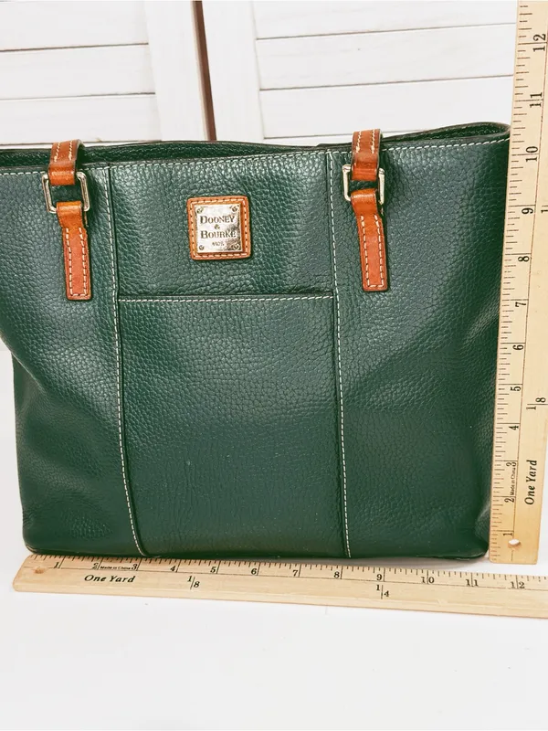 Dooney & Bourke Lexington Small Shopper Tote Bag Pebble Leather Dark Green Sage - Image 11