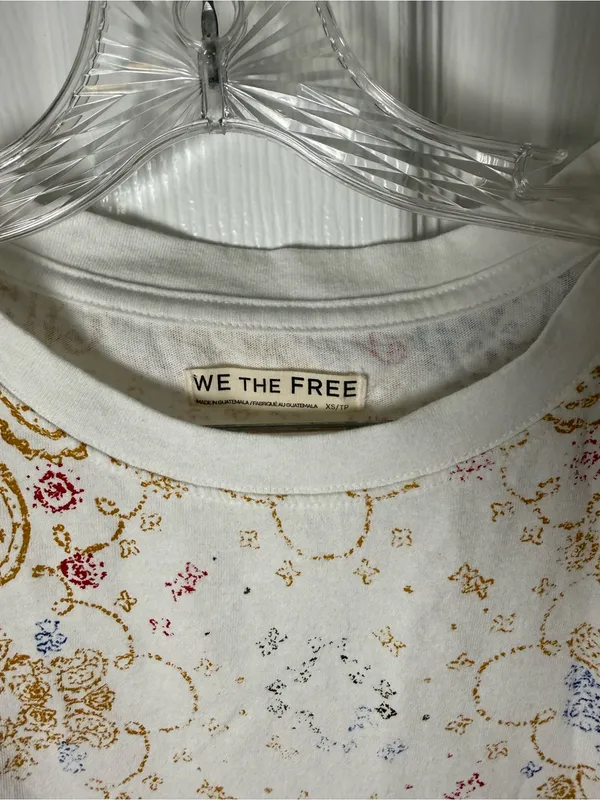 Free People We The Free Heirloom Printed Tee in Ivory XS - Image 6