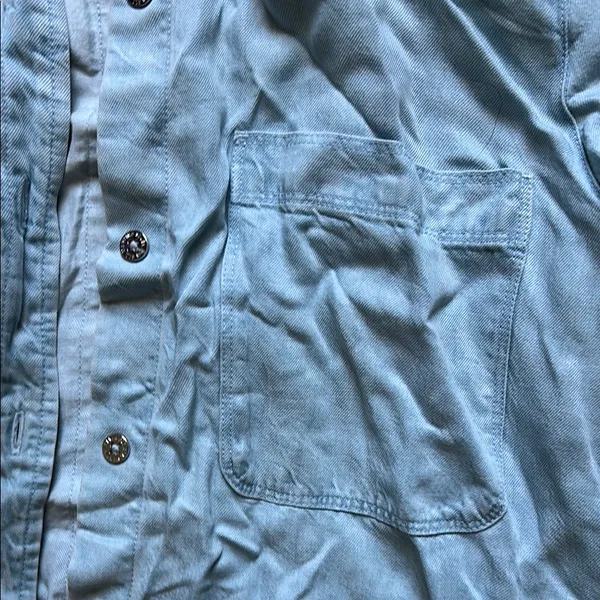7 For All Mankind Blue Long Sleeve Button Down Shirt - Image 3