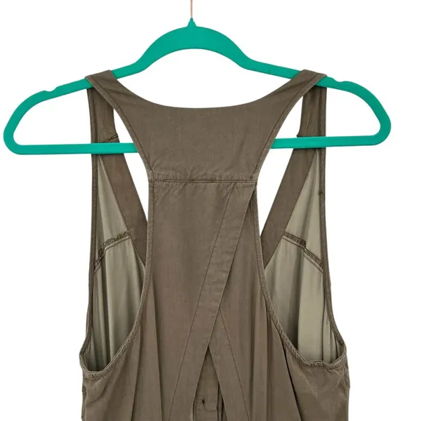 Free People Roaring Rayon Utilitarian jumpsuit Olive Green Drawstring Size‎ 4 - Image 9