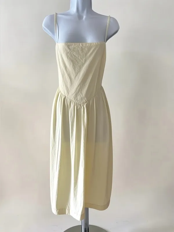 Ronny kobo Sleeveless Square-Neck Midi Dress in Pale Yellow size 14 - Image 5