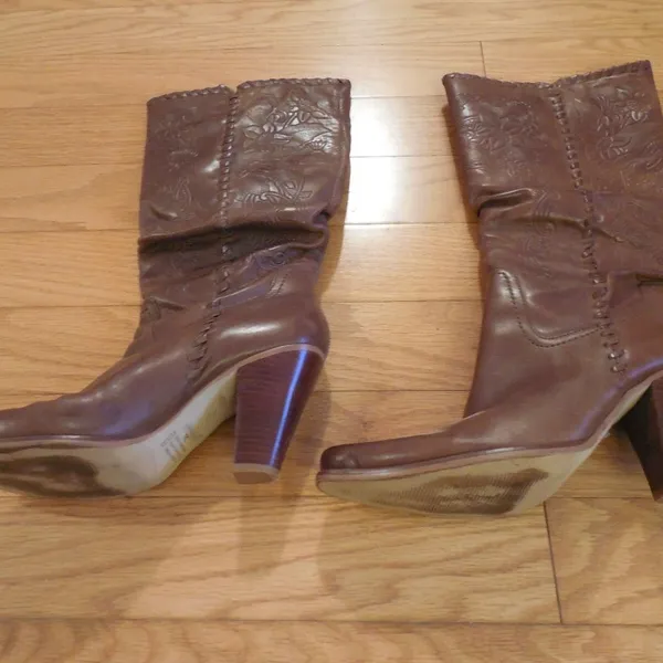Womens Bronx Leather Western 3 1/2" Heel Boots 8 - Image 5