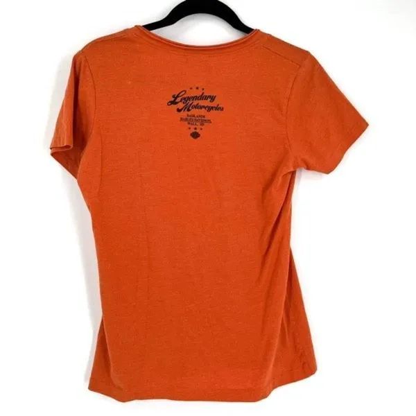 Harley Davidson women’s orange large spell‎ out Jewel encrusted t-shirt medium - Image 2