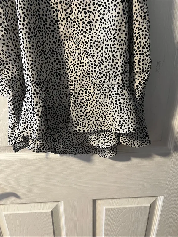 Black and White Spotted Cowl Mini Dress - Image 6