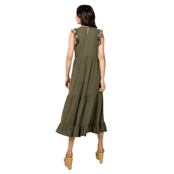 THML size small Flutter Sleeve Olive Dress - Image 4