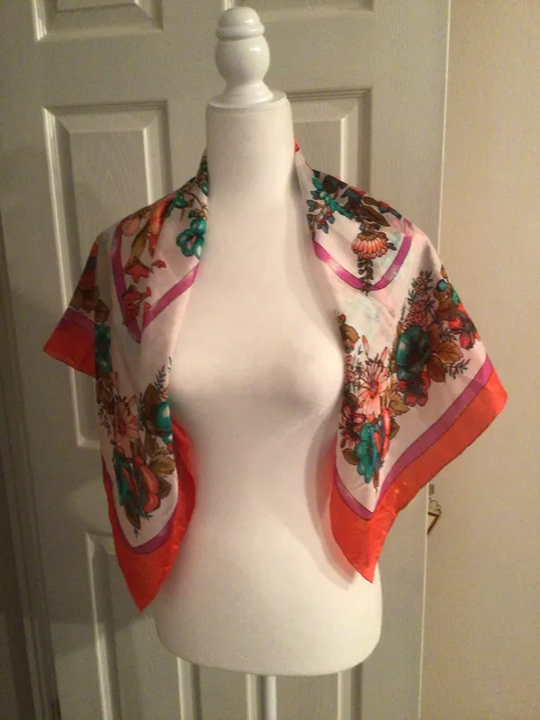 Vintage Floral Scarf- Perfect For Draping - Image 4