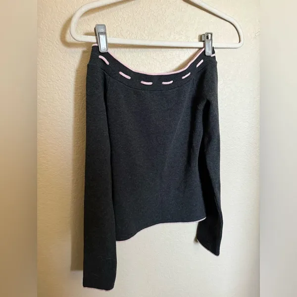 Vintage Y2K Forever 21 Off-Shoulder Lace Trim Tie Knit Sweater Top Sz S Coquette - Image 6