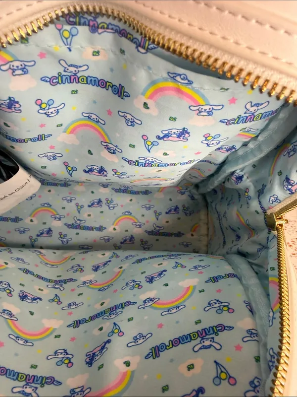 Loungefly x Sanrio Cinnamonroll Plush ears Backpack Blue Straps rainbow charm - Image 6