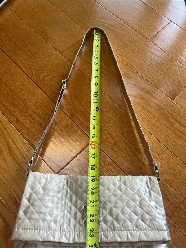 Silver Quilted Flap crossbody or Shoulder Bag - Image 6