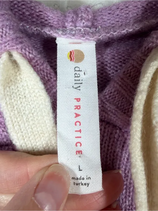 Anthropologie Daily Practice Purple White Orange Color Block Huddle Up Hoodie - Image 3