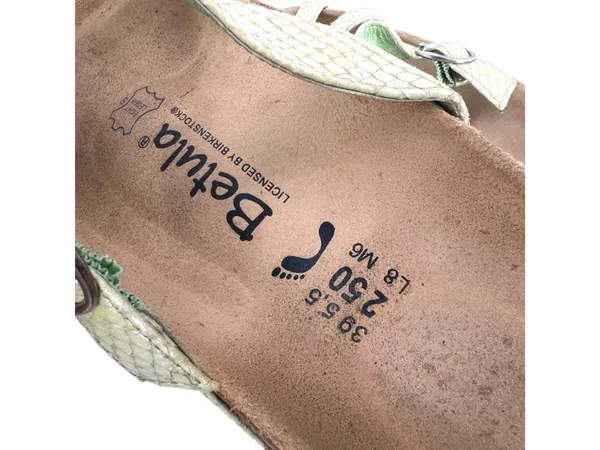 Betula x Birkenstock Iridescent Green Jewel Accents Snake Embossed Strap Size 8 - Image 7