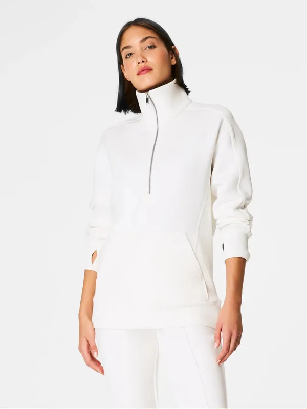 NEW SPANX AirEssentials Luxe Half Zip Sweatshirt Tunic in Powder M - Image 2