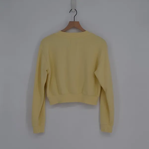 Aritzia TNA Cozy Fleece Perfect Crew Sweatshirt Yellow Solid Pullover Women's S - Image 5