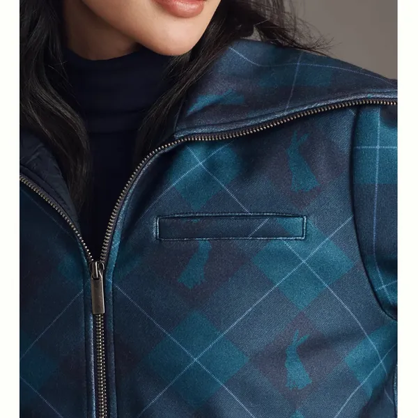 Maeve Blue Bomber Jacket with Structured Design - Image 6