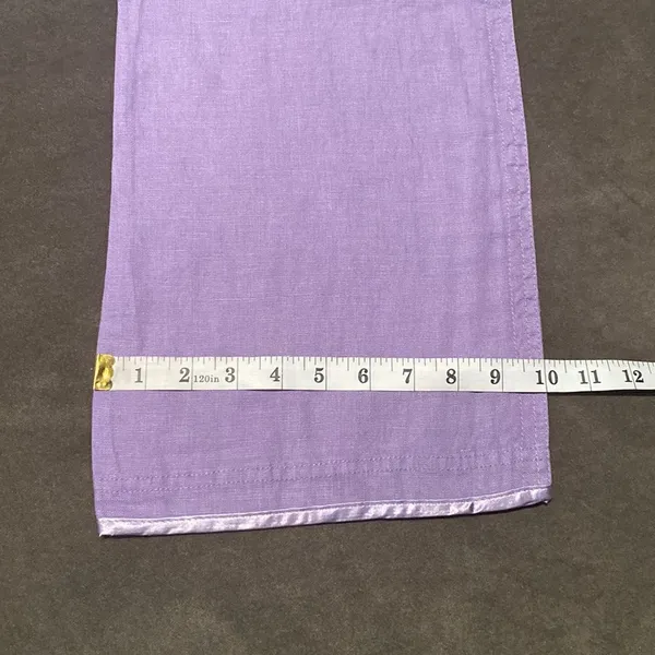 Women’s Purple 100% Linen Casual Wide Leg Pants with Drawstring Size S NWT - Image 6