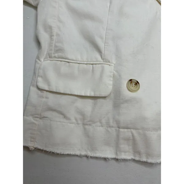 Pilcro by Anthropologie Fray Hem Blazer Ivory Double-Breasted Oversize Size XS - Image 8