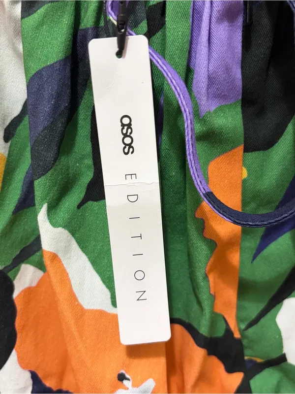ASOS EDITION Abstract Print Puff Sleeve Midi Dress Sz.0 NWT - Image 7
