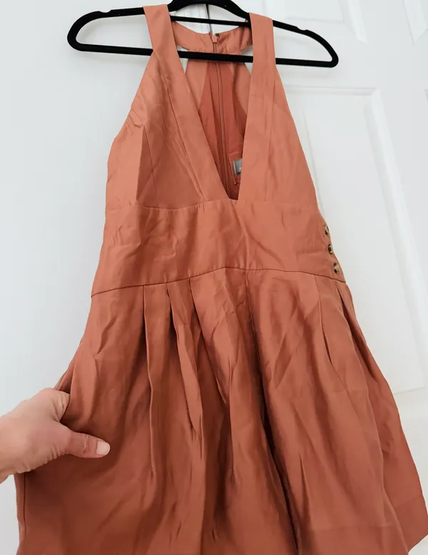 Anthropologie Sleeveless V-neck Pinafore Romper, Size S - Image 9
