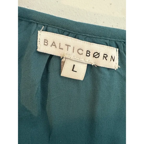 Baltic Born Maxi Dress Size Large Teal Boho Tiered Crochet Trim Romantic Prairie - Image 4