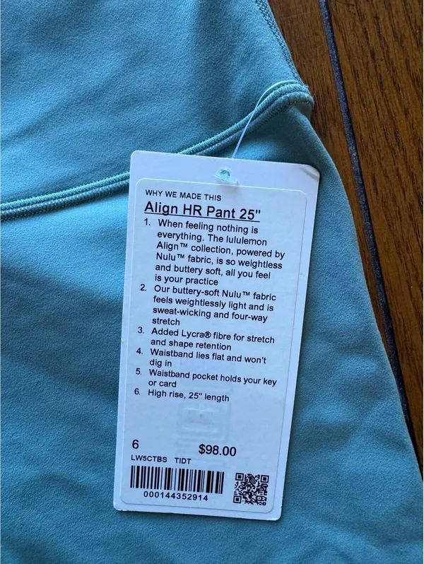 Lululemon Align High Rise 25” Tidal Teal Size 6 NWT - Image 4