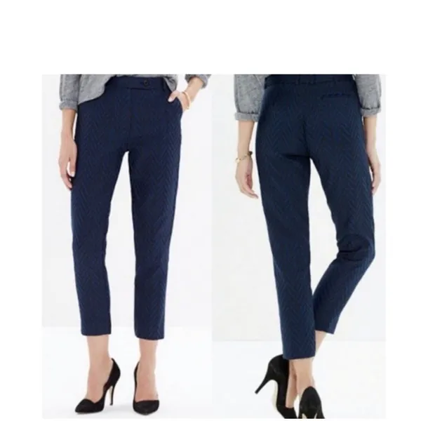 Madewell Et Sezane pants women's 4 crop chevron career dress trouser blue black - Image 2