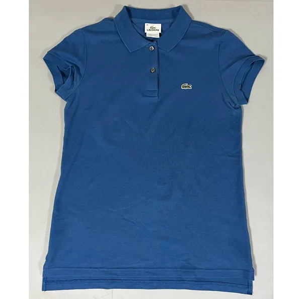 Lacoste Blue Collared Button-Up Polo Short Sleeve Shirt Blouse Size 40 (M) 🐊✨ - Image 2