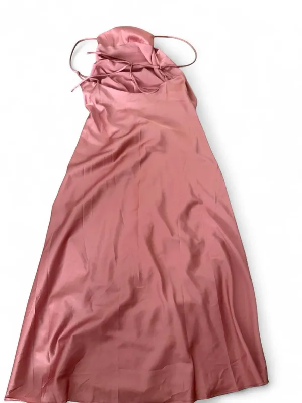 Astr Satin Ruched Slip Midi Dress in Rose - Image 3