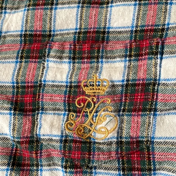 Lauren Ralph Lauren Shirt Womens Medium Red White Plaid Logo Button Up Sleepwear - Image 6