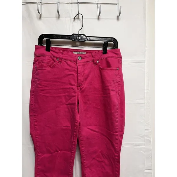 Vintage America Blues Boho Crop Hot Pink Jeans Size 6/28 Magenta Cuffed‎ Denim - Image 3