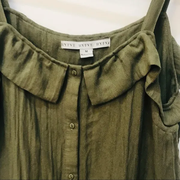 Olive green Hyfve Boutique Boho top sz Med - Image 2