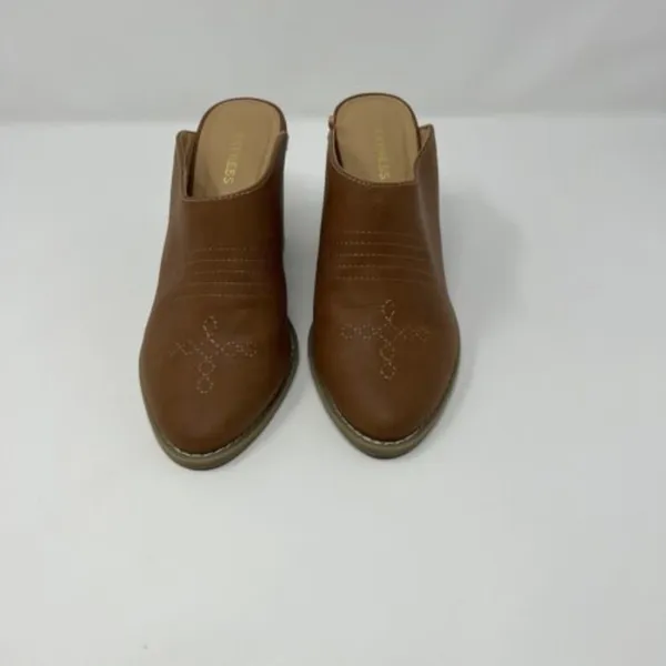 Express Womens heeled‎ Mules Brown Sz 6 - Image 2