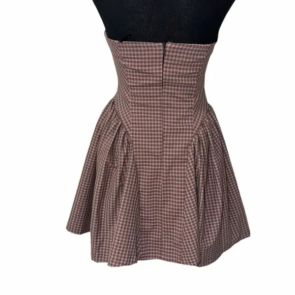 Zara Gingham Print Strapless Mini Dress(Size Small) - Image 5