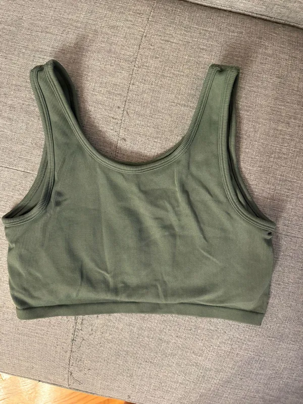 Aerie Green Ribbed Long Lined Bralette - Image 2