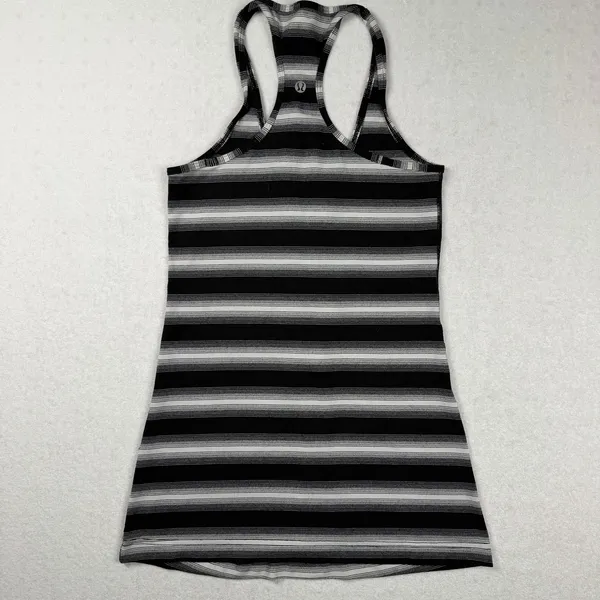 Lululemon Cool Racerback Tank Women’s Size 2 XS Black White Striped Yoga - Image 2
