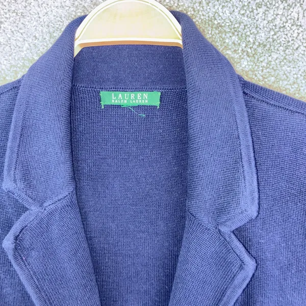 Lauren Ralph Lauren Knit Blazer XL Navy Gold Button Preppy Old Money Equestrian - Image 5