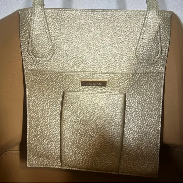 Tory Burch | NWOT Metallic Perry Leather Tote Golden Large Purse Shoulder Bag - Image 8