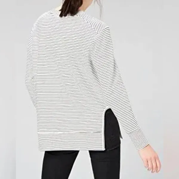 Daily Ritual XXL Striped Pullover Sweatshirt Black White Oversized Crew Neck - Image 4