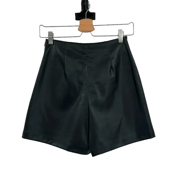 Zara Black Vegan‎ Leather High-Waist Sailor Shorts Size XS - Image 6