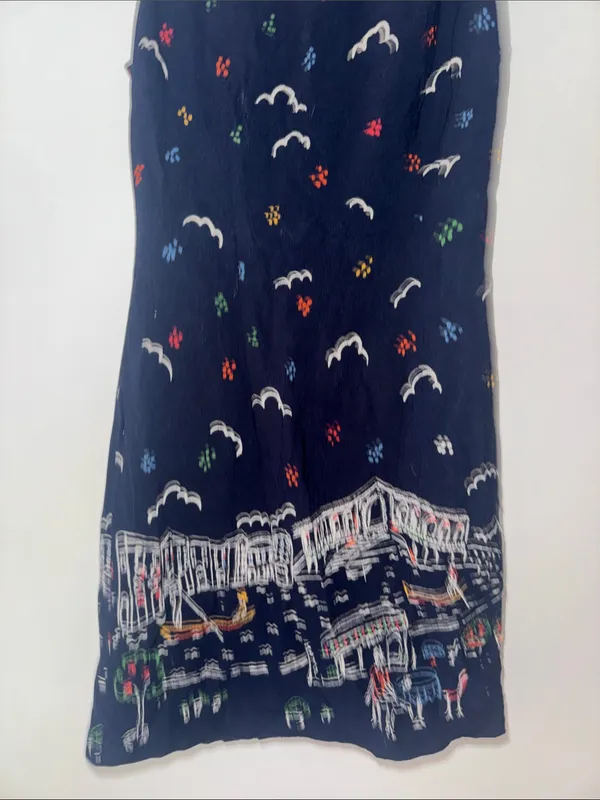 Women’s Navy Embroidered Venice Scene Mini Dress - Image 3