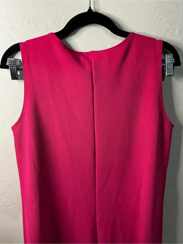 Slinky Brand Fuscia Pink Sleeveless MIDI Dress Casual Resort Summer - Image 8