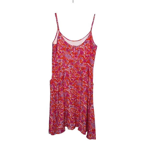Tuckernuck Floral Mini Dress Womens Pink Orange Linen Pocket Sundress Excellent - Image 5