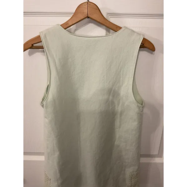 Boutique Mint Green Textured Cotton Shift Dress Crochet Hem Sleeveless Small - Image 8