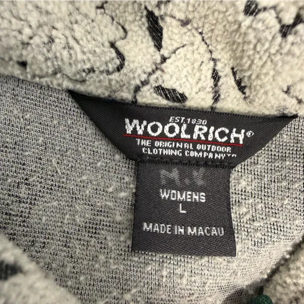 Woolrich Ecru‎ 7088 Winter Embroidered Print Fleece 1/4 Button Pullover Cream L - Image 5