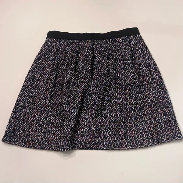 French Connection Multi-Color Tweed w/ Black Contrast A-Line Mini‎ Skirt Size 6 - Image 10