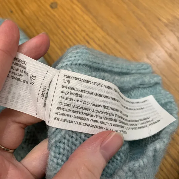 Abercrombie & Fitch Light Blue Off The Shoulder Ribbed Knit Sweater Womens Large - Image 6