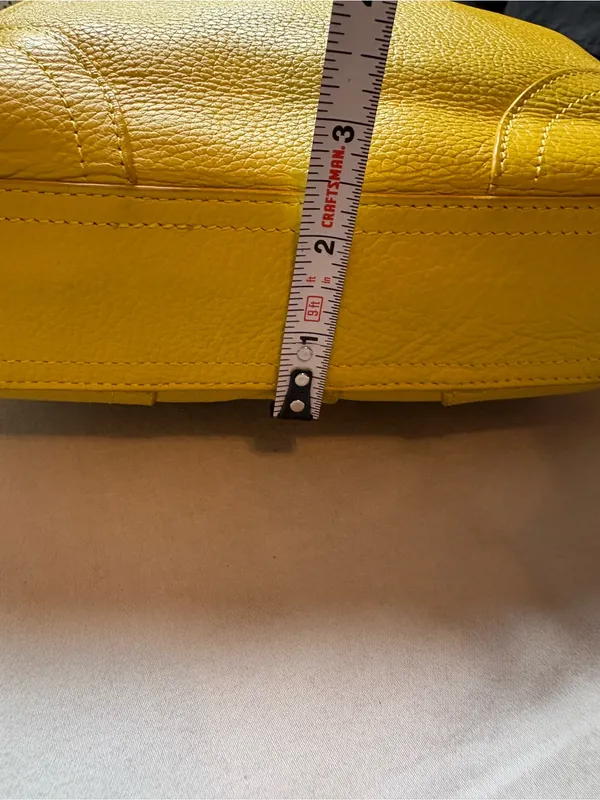 Danier Yellow Genuine Pebbled Leather Hobo Shoulder Bag Silver Hardware - Image 9