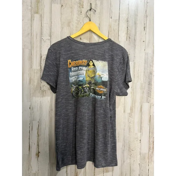 Harley-Davidson Women's XL‎ Gray V-Neck T-Shirt Vintage Cherokee NC - Image 4