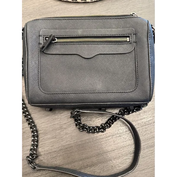 Rebecca Minkoff Avery Crossbody Bag Black Saffiano Leather‎ Gunmetal Chain OS - Image 2
