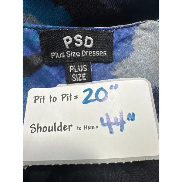 PSD Plus Size‎ Blue Abstract Print Maxi Dress Sleeveless V Neck Casual - Image 4